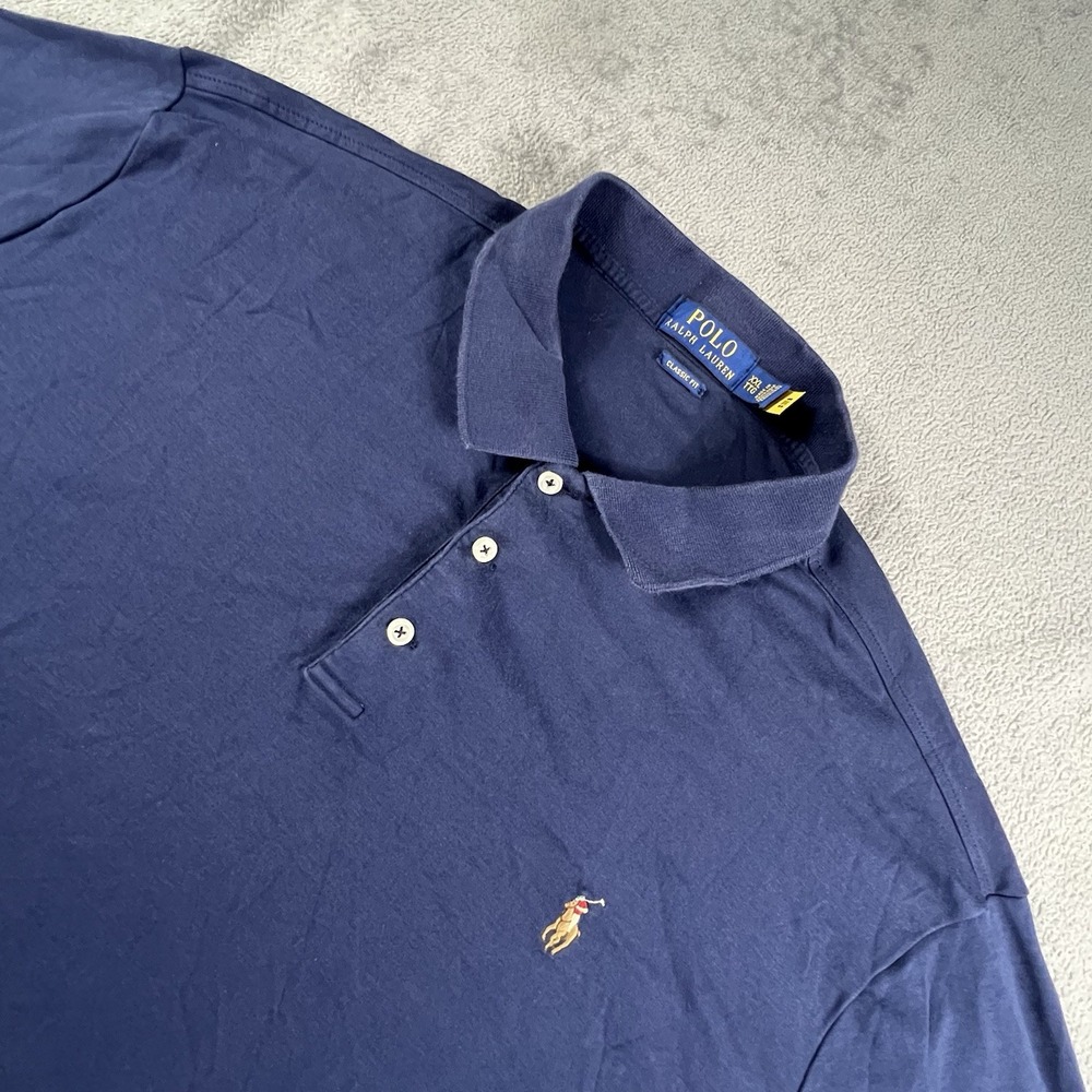 Polo Ralph Lauren Men's Size XXL 2XL Navy Jersey Polo Shirt Classic Fit